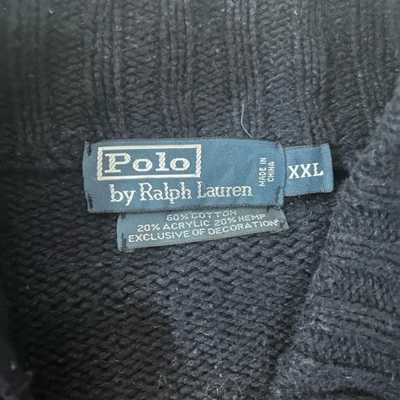 Vintage polo Ralph Lauren double zipper elbow patch cable knit  sweater - Picture 3 of 15
